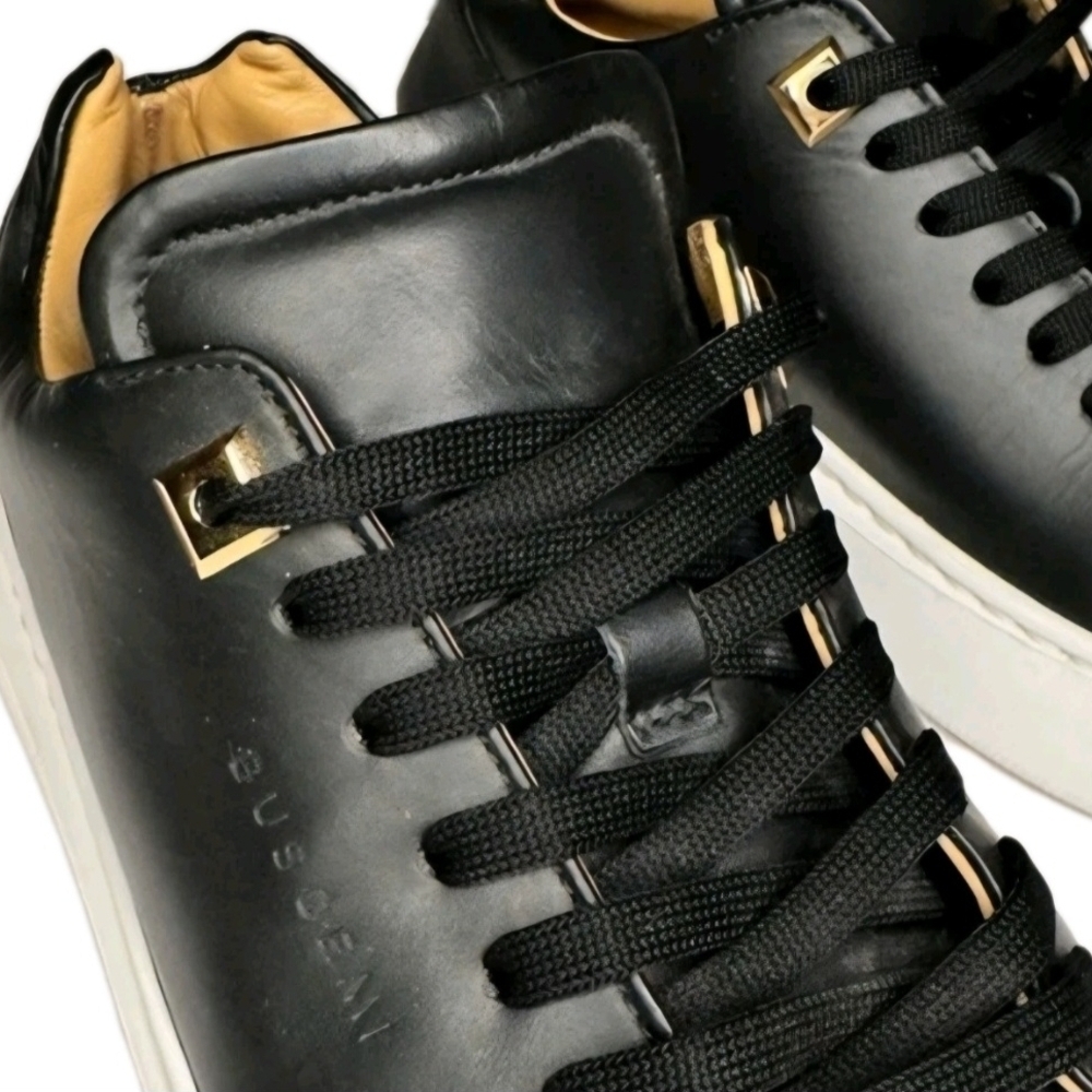Buscemi Blk Italian Leather Wht Sole LowTop Sneakers EU 38/US Mens Sz 6 Wms 7.5 - Picture 9 of 16